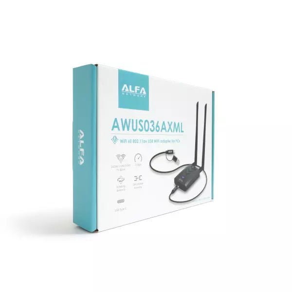 ALFA AWUS036AXML 802.11axe USB-C Wireless Adapter with External Antenna