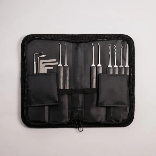 Essential Lock Picking Kit - Picks, Tension Wrenches & Case
