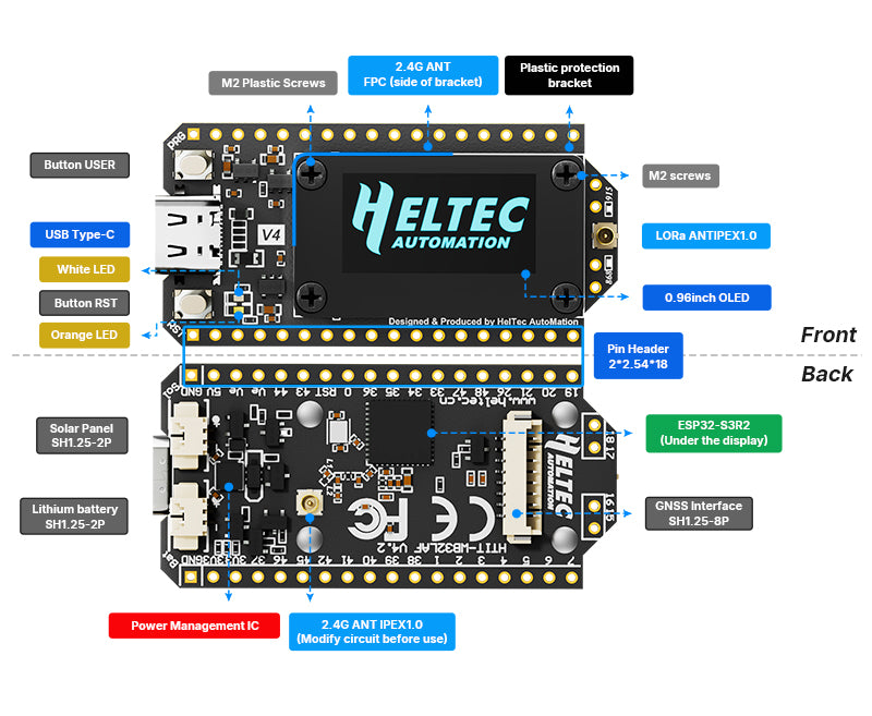 WiFi LoRa 32 v4 902-928 MHz Band with case